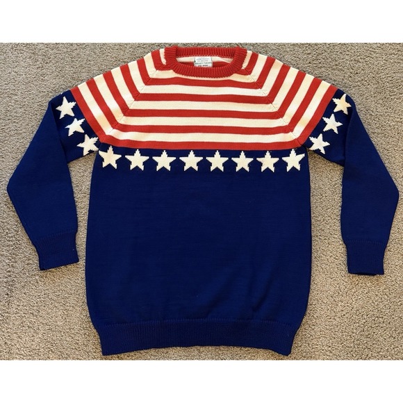 The Original Moriarty Sweater Sweaters - Original Moriarty Sweater Wool Handmade USA Oversized XL American Flag Patriotic